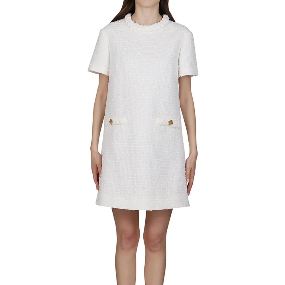 *NEW* Valentino Garavani Roman Stud Tweed Mini Dress - IT42 / US 6 White